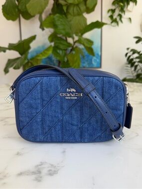 Coach Mini Jamie Camera Bag with Quilting in Denim Blue / Silver CAP99 Leather